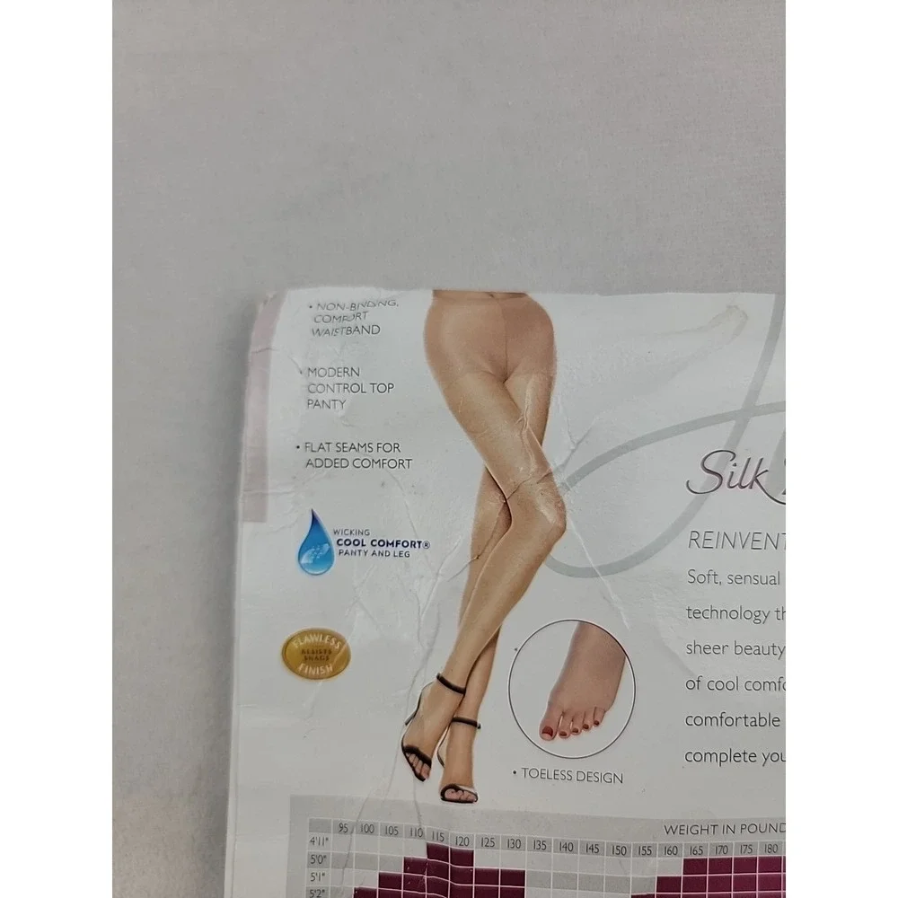 Hanes Silk Reflections Ultra Sheer TOELESS Control Top Pantyhose Size IJ Natural